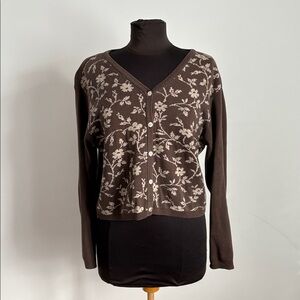 Vintage 90s Y2K Gap Sweater Cardigan Floral - made in Australia large med small